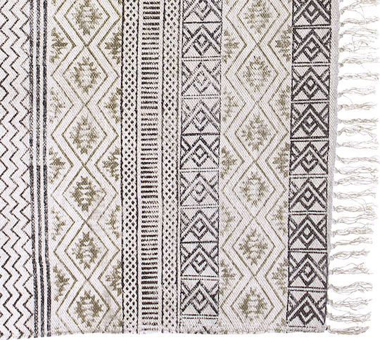 Zaros Block Print Baumwolle mit Fransen Ecru - Grey