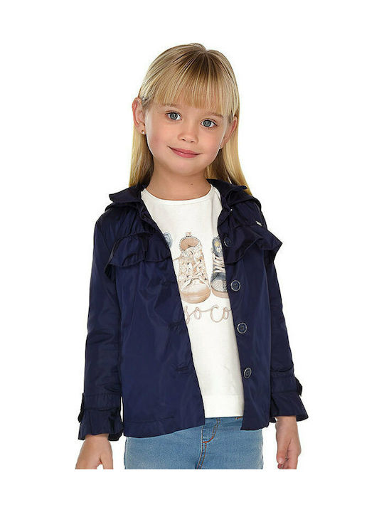 Mayoral Kids Trenchcoat short Windproof Hooded Navy Blue