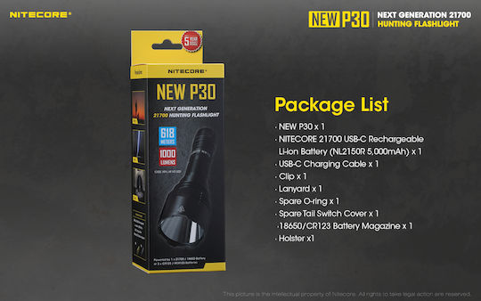 NiteCore LED IP68 с Максимална Яркост 1000лм P30 Черен