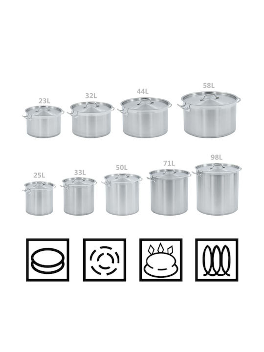 vidaXL Deep Stainless Steel Pot 32lt / 40cm