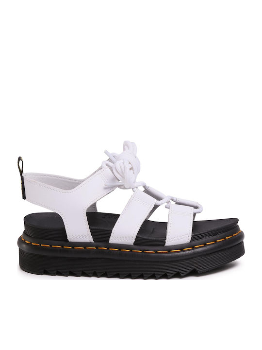 Nartilla Hydro Δερμάτινα Γυναικεία Σανδάλια Flatforms Λευκά