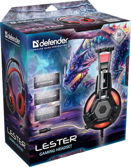 Defender Lester Über Ohr Gaming-Headset mit Verbindung 2x3,5mm / USB Rot