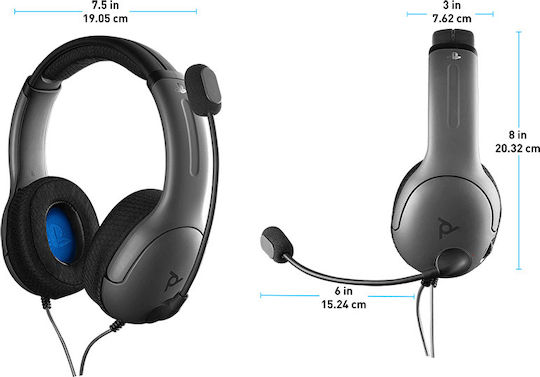 PDP LVL40 PS4 Over Ear Gaming Headset με σύνδεση 3.5mm Γκρι for PS4