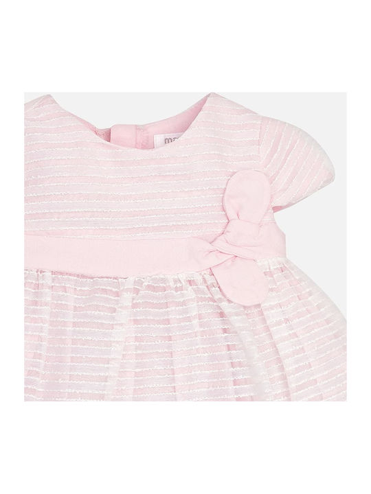 Mayoral Kids Dress Striped Short Sleeve Pink