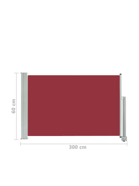 vidaXL Πλαϊνό Ρολό Σκίασης Κήπου Κόκκινο 0.6x3m