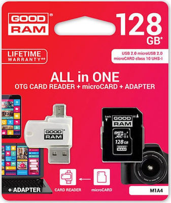 GoodRAM microSDXC 128GB Klasse 10 U1 UHS-I mit USB-Lesegerät