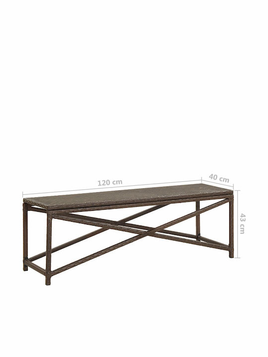 Bancă Exterior Rattan 120x40x43cm