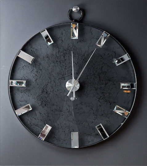 Ploumatos Ν70 Wall Clock Mirror Silver Ø95cm