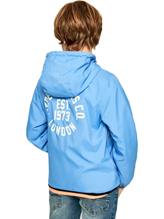 Alder Kinder Sport Jacke Kurz Winddicht mit Kapuze Blau