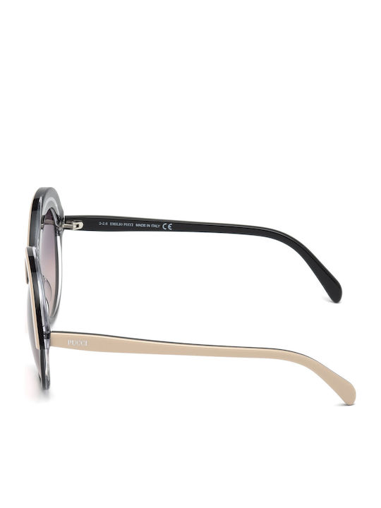 Emilio Pucci Women's Sunglasses with Black Plastic Frame and Gray Gradient Lens