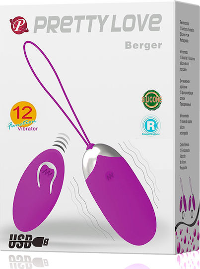 Pretty Love Berger Vibrator Egg with Remote Control 7.5cm Purple