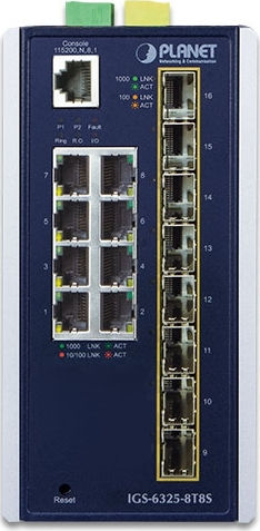 Planet IGS-6325-8T8S Managed L3 Switch with 8 Gigabit (1Gbps) Ethernet Ports and 8 SFP Ports