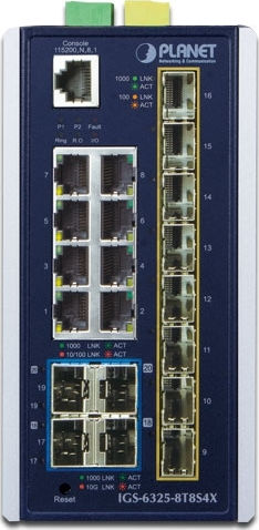 Planet IGS-6325-8T8S4X Managed L3 Switch with 8 Gigabit (1Gbps) Ethernet Ports and 12 SFP Ports