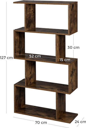 Bibliotecă Leobert Rustică Maro Finisaj 70x24x190.5cm
