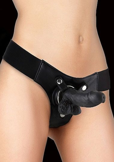 Shots Ouch Realistic Strap-On Harness with Dildo 15.2cm in Black Color