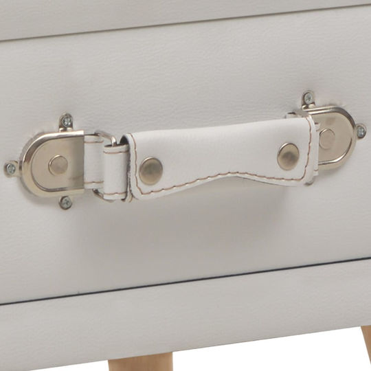 Bedside Table with Artificial Leather White 40x35x40cm