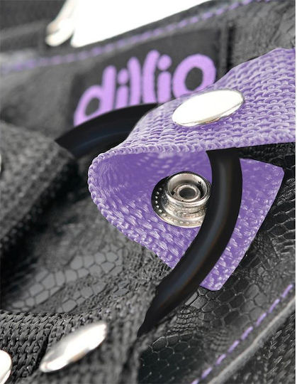 Pipedream Dillio Strap-On Suspender Harness Set Gurtzeug mit Dildo 18cm in Lila Farbe