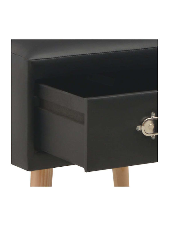 Bedside Table with Artificial Leather Μαύρο 40x35x40cm