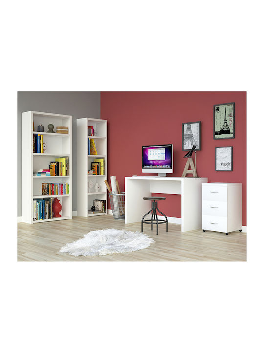 Lines Floor Chipboard Bookcase White 49x29x180cm