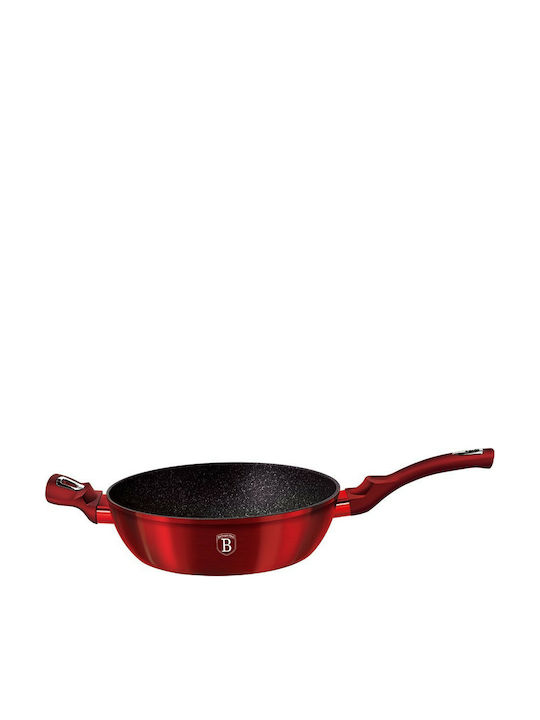 Berlinger Haus Metallic Line Pan With Lid made of Aluminum with Stone Coating Burgundy Collection 28cm