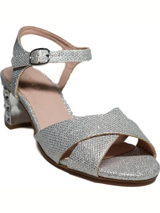 Menbur Women's Sandals with Ankle Strap Silver