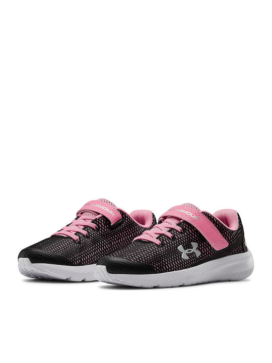 Pre School UA Pursuit 2 AC Kids Sports Shoes Running with Hoop & Loop Closure Black