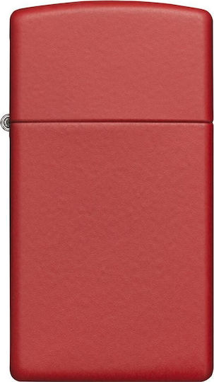 Zippo Slim Αντιανεμικός Αναπτήρας Φλόγας σε Κόκκινο χρώμα