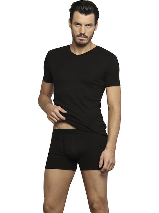 Men's Undershirt Short-sleeved in Black Color