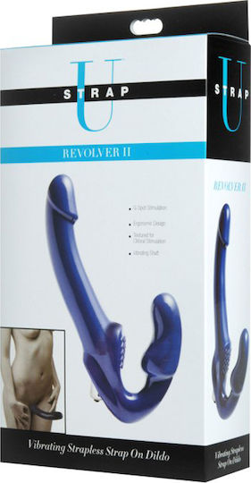 Strap U Revolver II Vibrating Strapless Strap On Dildo Strapless Strap On με Dildo 25.40cm με Δόνηση σε Μπλε Χρώμα