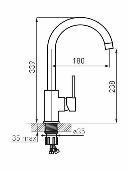 Ferro Freya Tall Kitchen Faucet Counter Granite Sand