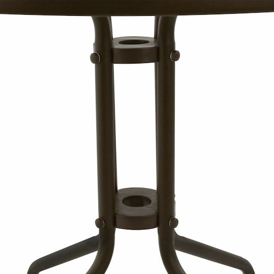 Lima Outdoor Dinner Free Standing Table with Glass Surface and Metal Frame Brown 70x70x70cm