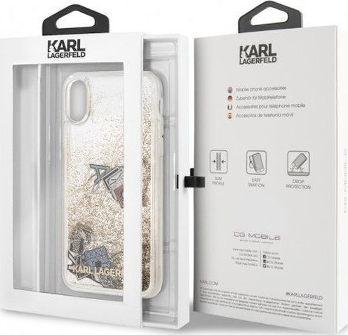 Karl Lagerfeld Liquid Glitter Back Cover Πλαστικό Χρυσό (iPhone X / XS)