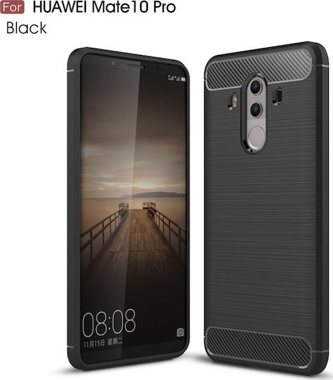 TPU Carbon Fiber Brushed Back Cover Silicone Black (Huawei Mate 10 Pro)