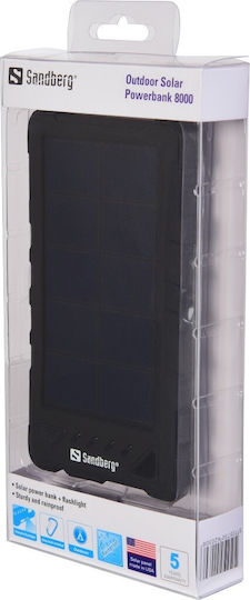 Sandberg Outdoor Ηλιακό Power Bank 8000mAh με 2 Θύρες USB-A Μαύρο