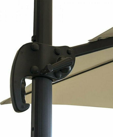 Professionell Garten & Terrassen Sonnenschirm Hängend Quadratisch Metall Beige mit Ständer 2.5x2.5m 03.ULA-ROMA2.5-BE