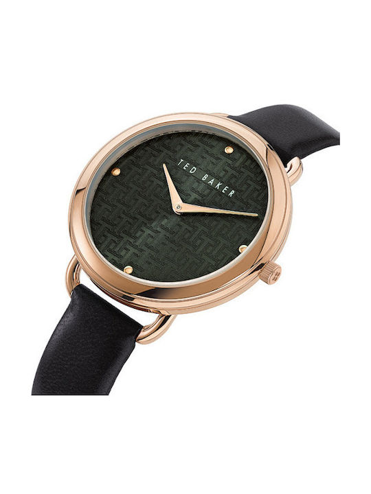 Ted Baker Hetttie Γυναικείο Ρολόι Μπαταρίας με Μαύρο Δερμάτινο Λουράκι