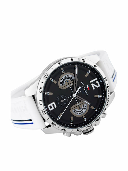Tommy Hilfiger Decker Men's Watch 44mm Chronograph Battery with White Rubber Strap