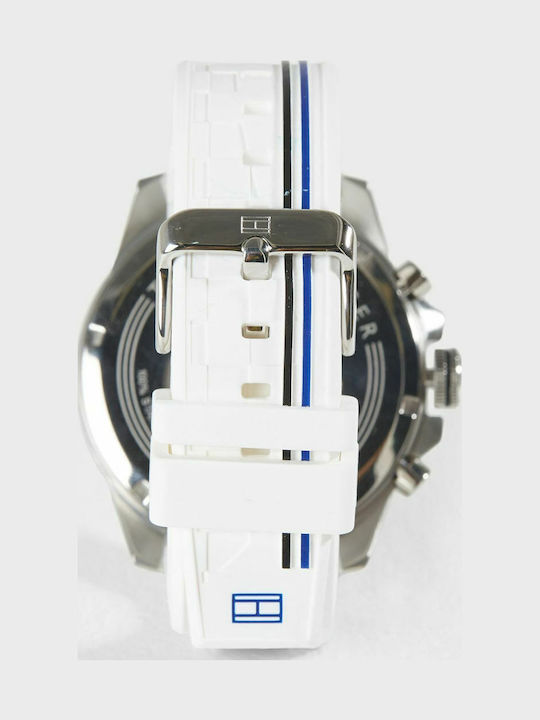 Tommy Hilfiger Decker Men's Watch 44mm Chronograph Battery with White Rubber Strap