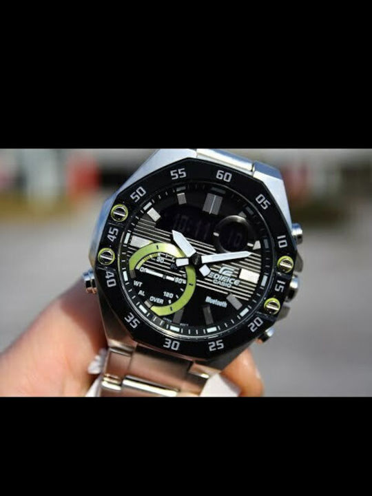 Casio Edifice Herrenuhr 49mm Chronograph Batterie mit Silber Metallarmband