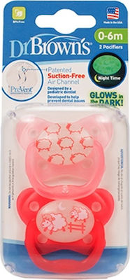 Dr. Brown's Orthodontic Pacifiers Silicone Sheep Pink Night for 0-6 months 2pcs