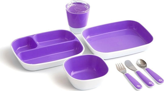Munchkin Feeding Set Splash made of Plastic with Non-Slip Base Purple 7pcs 51915