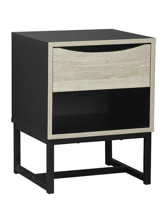 Edge Wooden Bedside Table Black 39x35x50cm