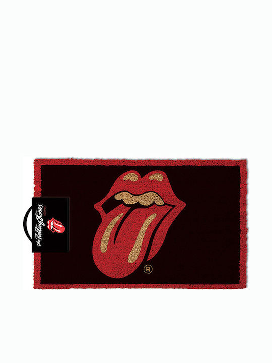 Carpet with Non-Slip Underside Doormat Rolling Stones Μαύρο-Κόκκινο 40x60εκ.