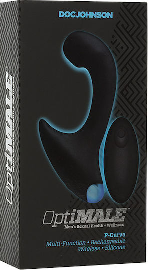 Doc Johnson OptiMALE Vibrating P-Curve Πρωκτικός Δονητής με Δυνατότητα Ασύρματης Λειτουργίας Black 14cm