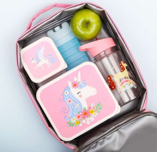 A Little Lovely Company School Insulated Kids' Lunch Handbag Pink Unicorns 24x9x29cm