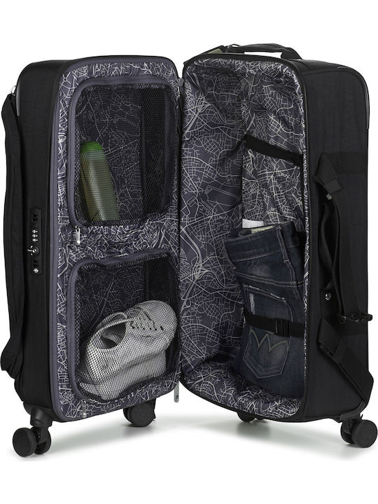 Kipling Spontaneous Medium Fabric Black Suitcase with 4 Wheels Height 66cm