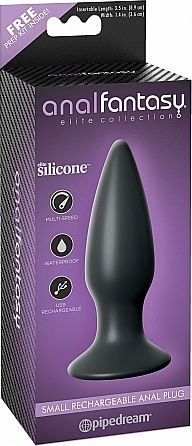 Pipedream Anal Fantasy Elite Collection Small Rechargeable Butt Plug Анална тапа с вибрация Small Black 13.5см