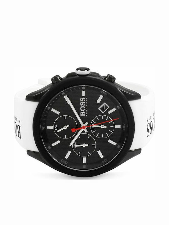 Boss Velocity Men's Watch 44mm Chronograph Battery with White Rubber Strap