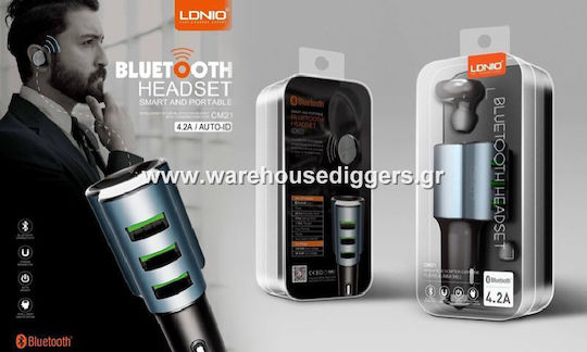 Ldnio Car Charger Green CM21 Total Intensity 4.2A with Ports: 3xUSB and Bluetooth Headphones