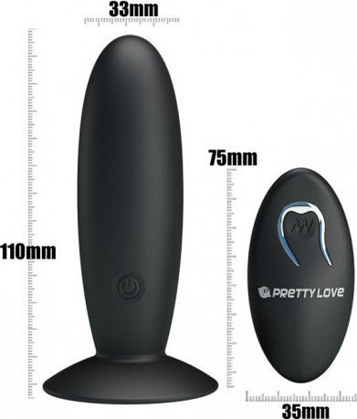 Pretty Love Remote Control Vibrating Plug Dop Anal cu vibrație Black 11cm